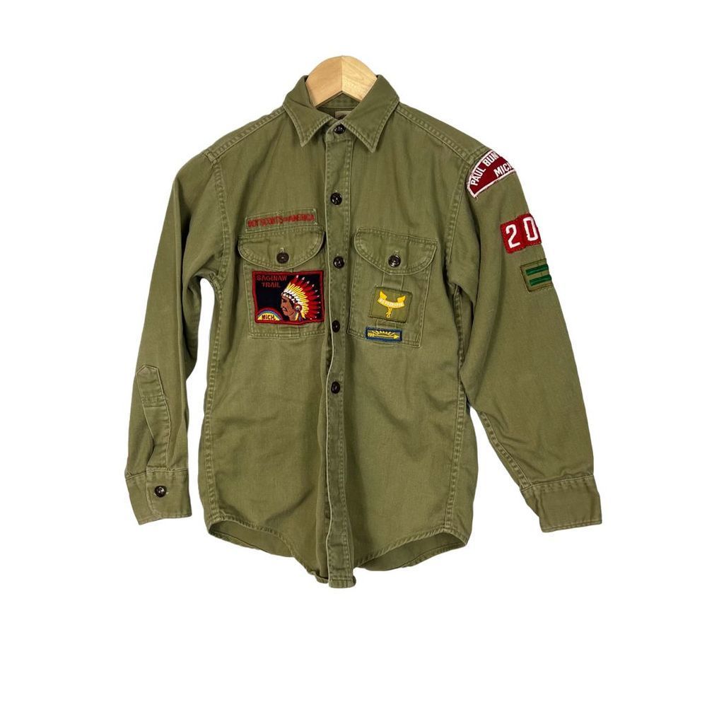 Men's Green Polo Shirt with Patches
